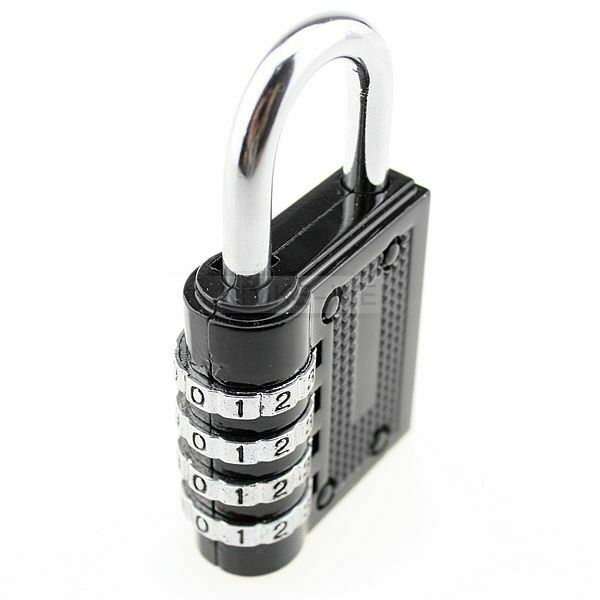 4 Dial Combination Padlock Locker Door Toolbox Luggage Suitcase Lock Black New