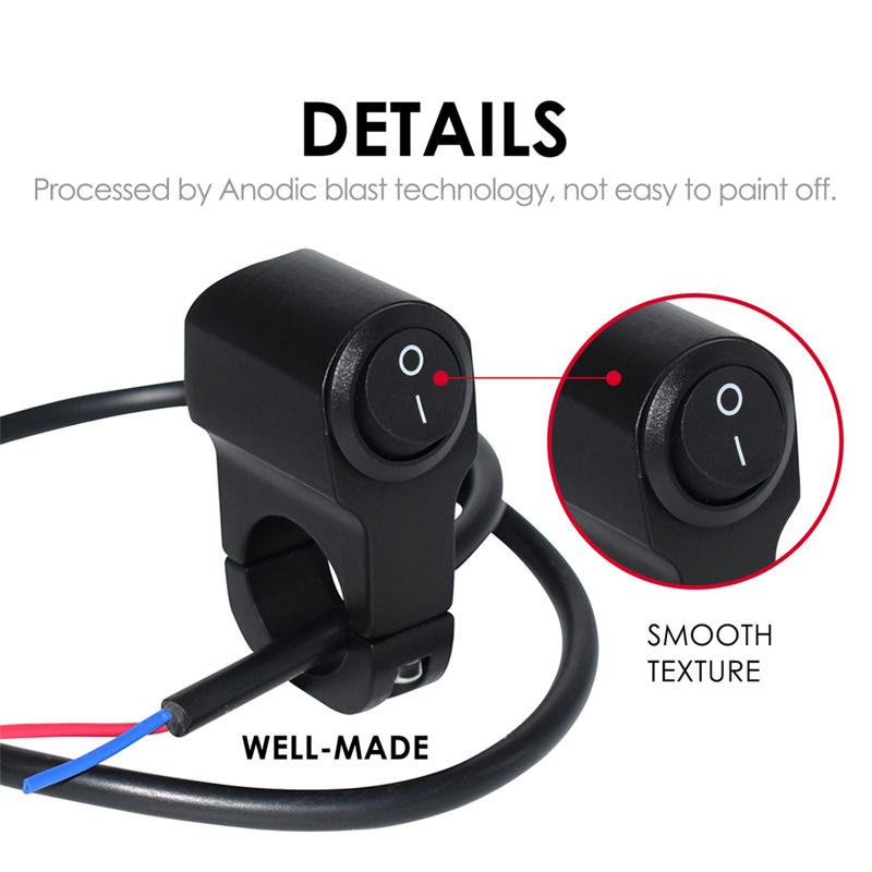 Motorcycle 7/8" 22mm Handlebar Headlight Fog Spot Light ON OFF Switch Waterproof