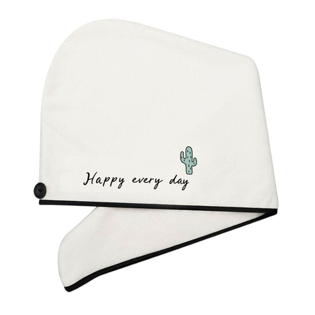 Water-absorbent Hair Towel Wrap Drying Hair Towel w/ Button Bathing Bath Hat