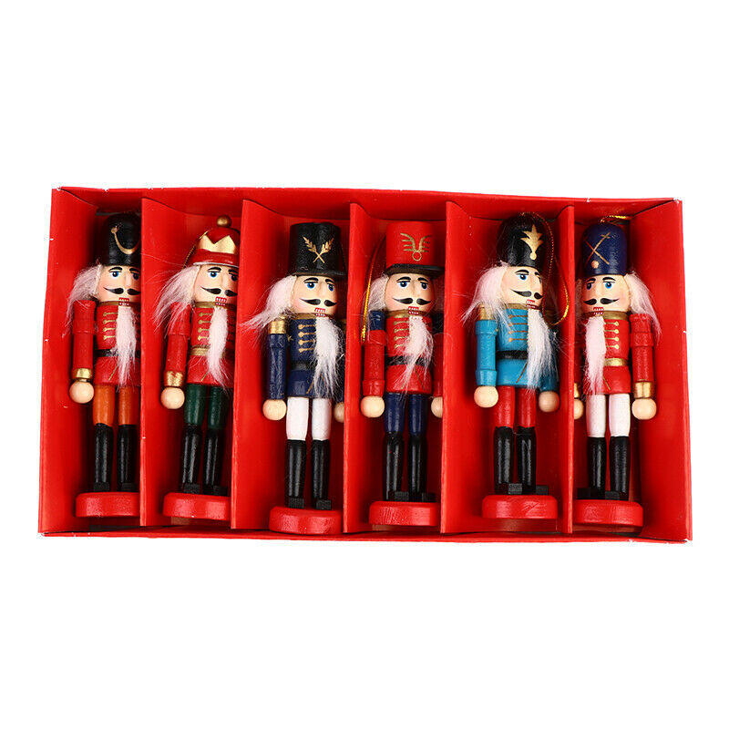 6Pcs/box 12cm Wooden Nutcracker Soldier Merry Christmas Tree Pendants DecoraBDA