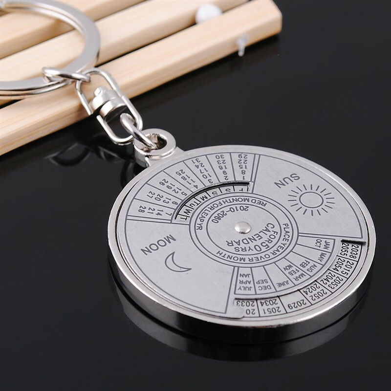 2010-2060 Perpetual Calendar Keyring Keychain Unique 50 Years Metal Key Ring