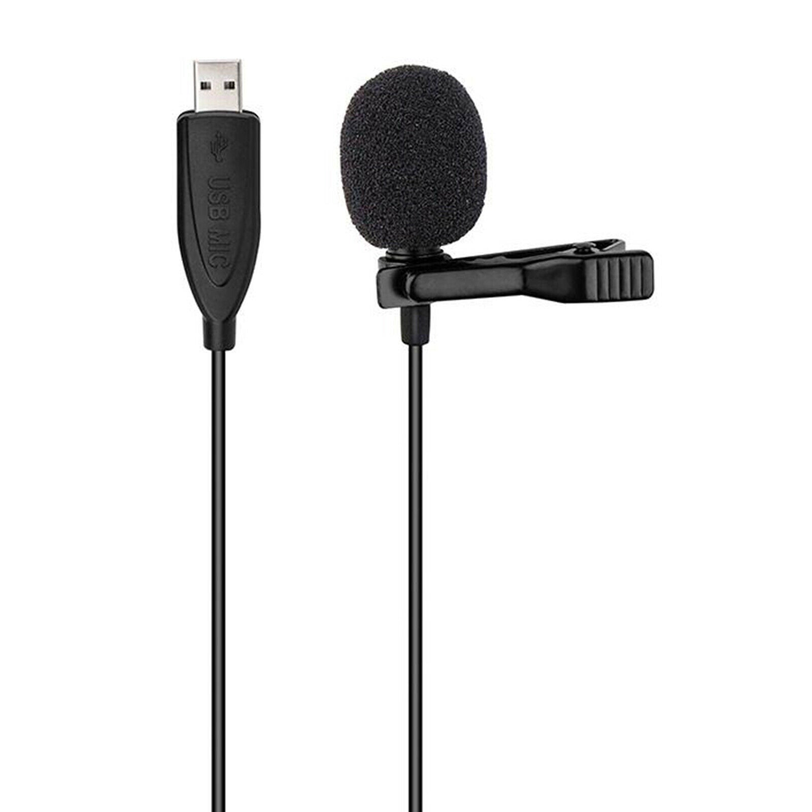 USB Lavalier Microphone Clip on Collar Computer Mic For Desktop Laptop PC