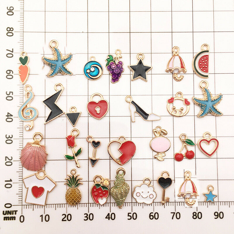30pcs/lot Enamel Alloy Mixed Charms Pendant Jewelry DIY Craft Making Colo.l8