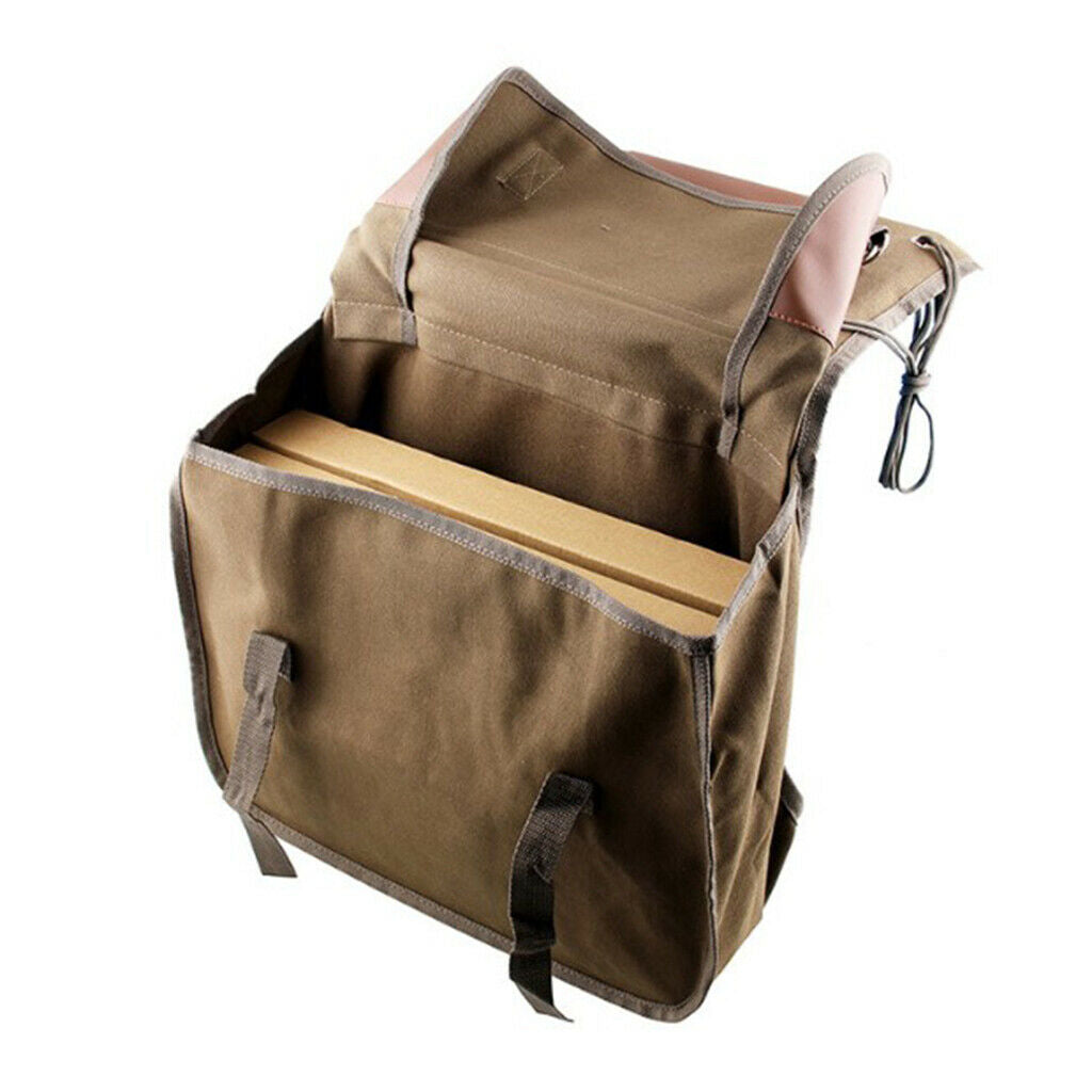 2Pcs Large Travel Saddlebag Heavy-Duty Canvas Motorbike Tail Bag Green+Brown
