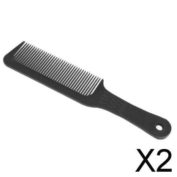 2X Flat Top Clipper Comb Finely Waved Teeth Barber Hair Cut Styling Comb Black