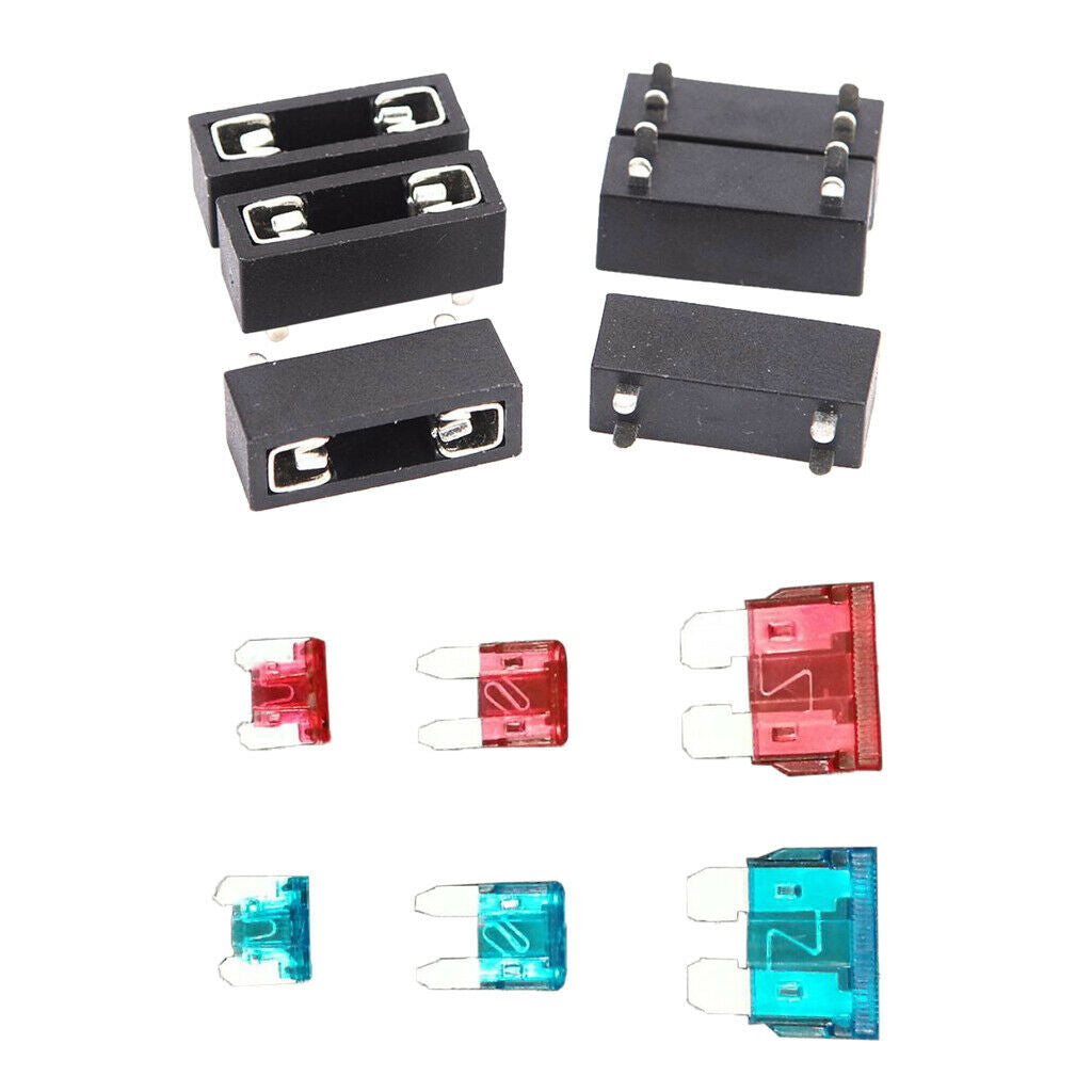 Pack of 6 Fuse PCB Panel Brackets 6 X 20mm + 10A 15A Mini Small Medium