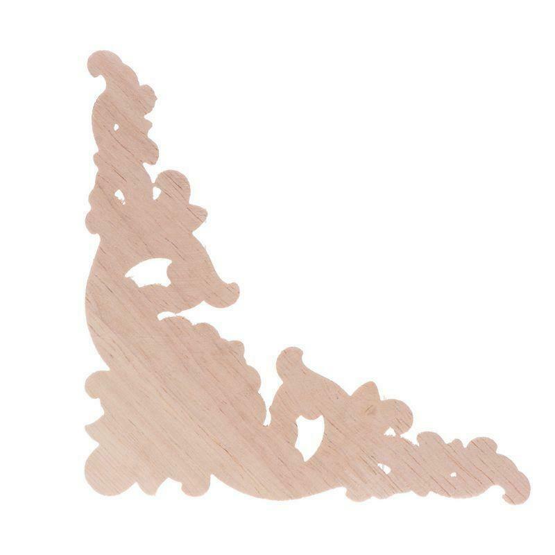 4pcs/set Wood Carved Corner Onlay Applique Unpainted Frame  Cupboard Cabinet For