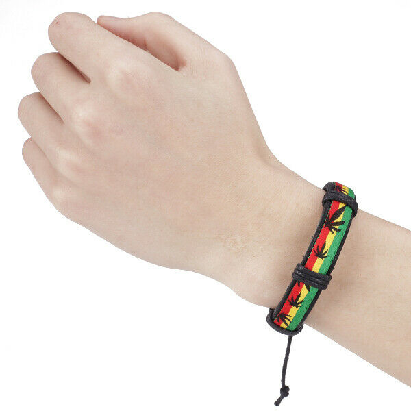 Mens Reggae Hiphop Surfer Tribal Woven Charm Bracelet Wristband Punk Bangle