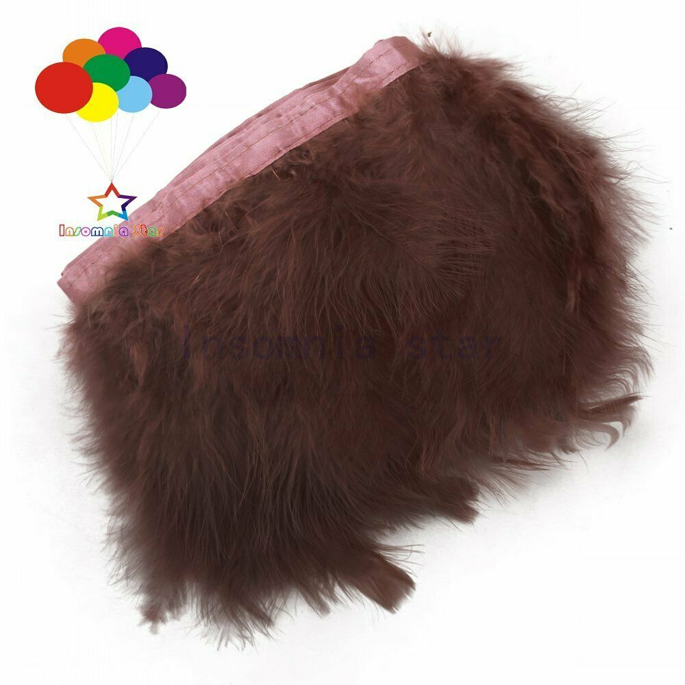 2 Meters Dark Brown Fluffy Turkey feather Trim 6-7INCH Dyed Marabou Ribbon
