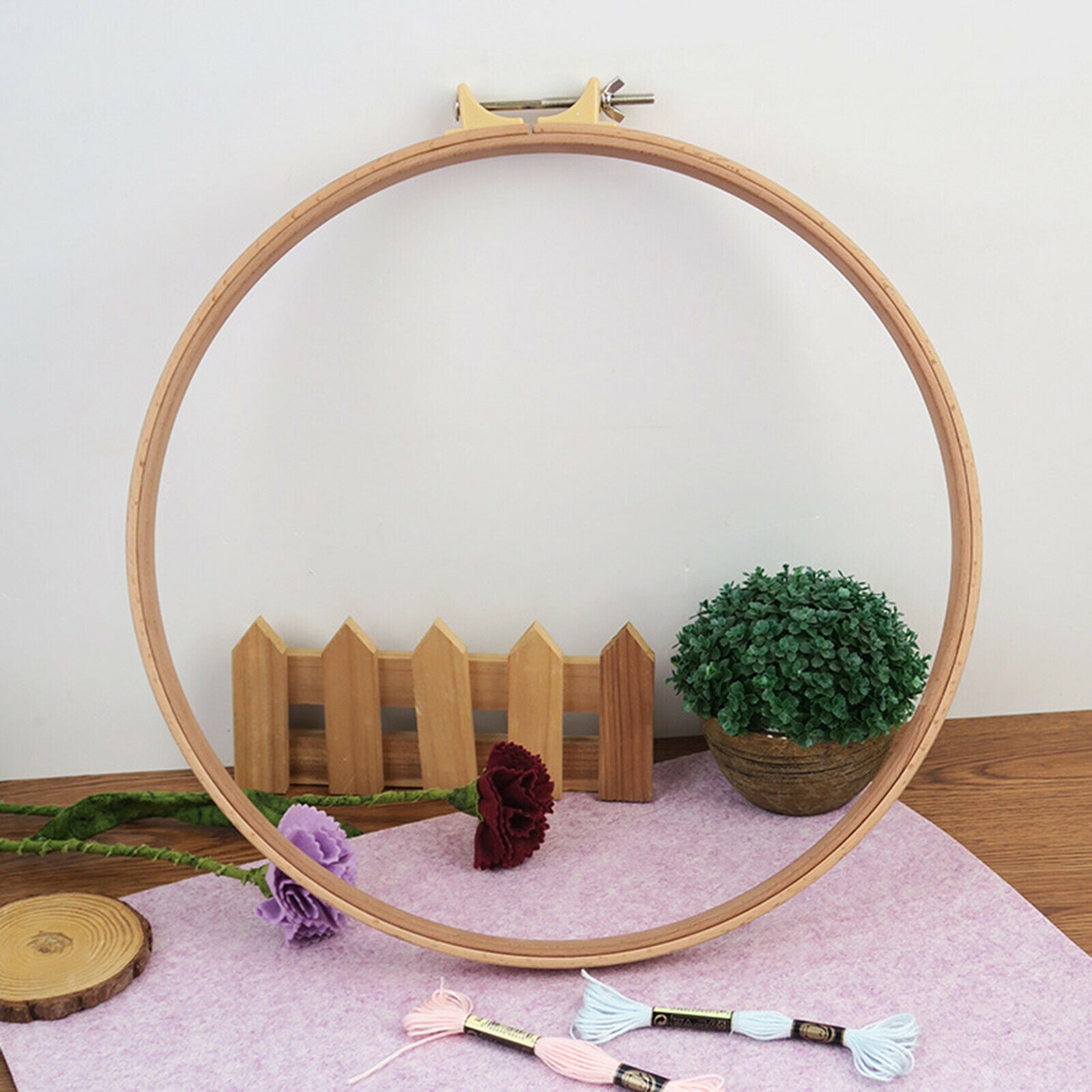 Adjustable Beech Wooden Embroidery Hoop Circle 14.5inch Cross-Stitch Sewing
