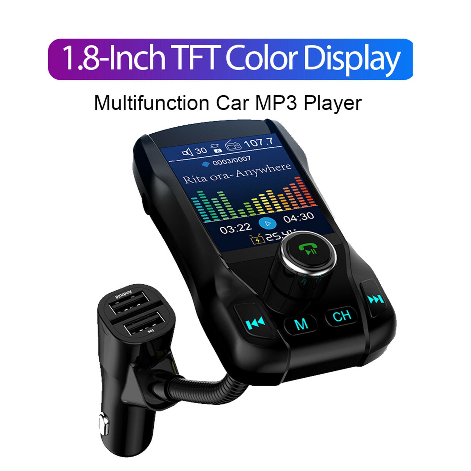 Car FM Transmitter Radio Car Adapter Car MP3 Player 2 Port USB Charge w/Mic