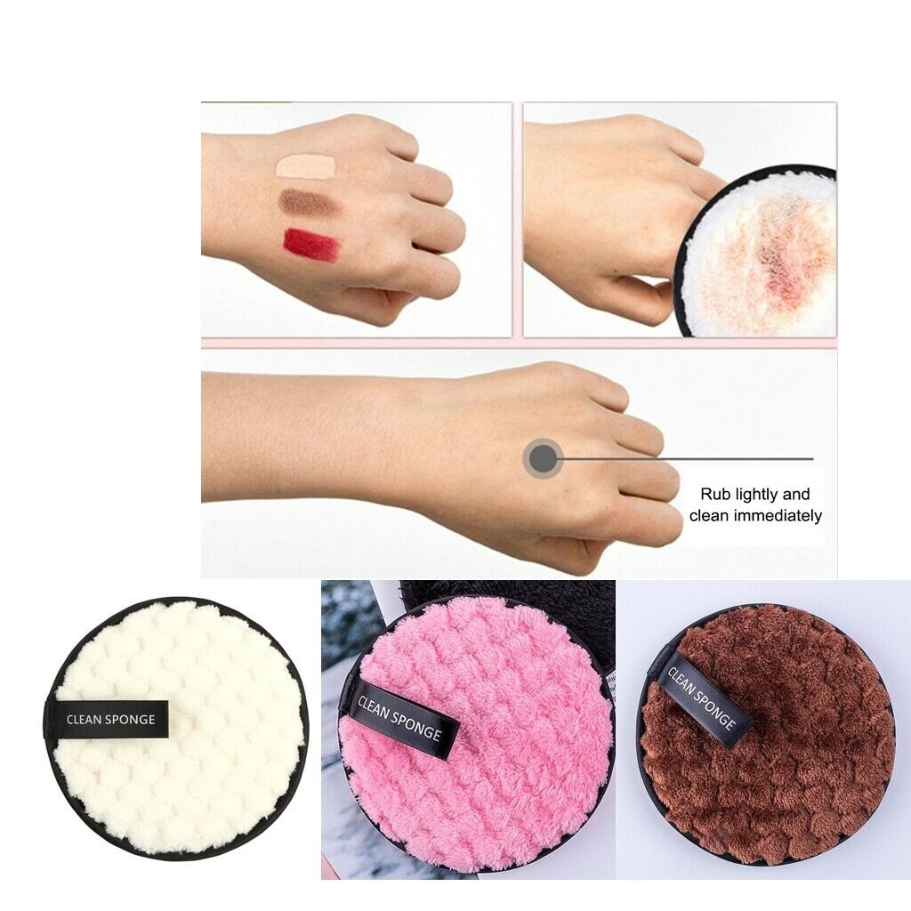 3pcs Reusable Microfiber Cotton Makeup Remover Puff Face Cleansing Wipe