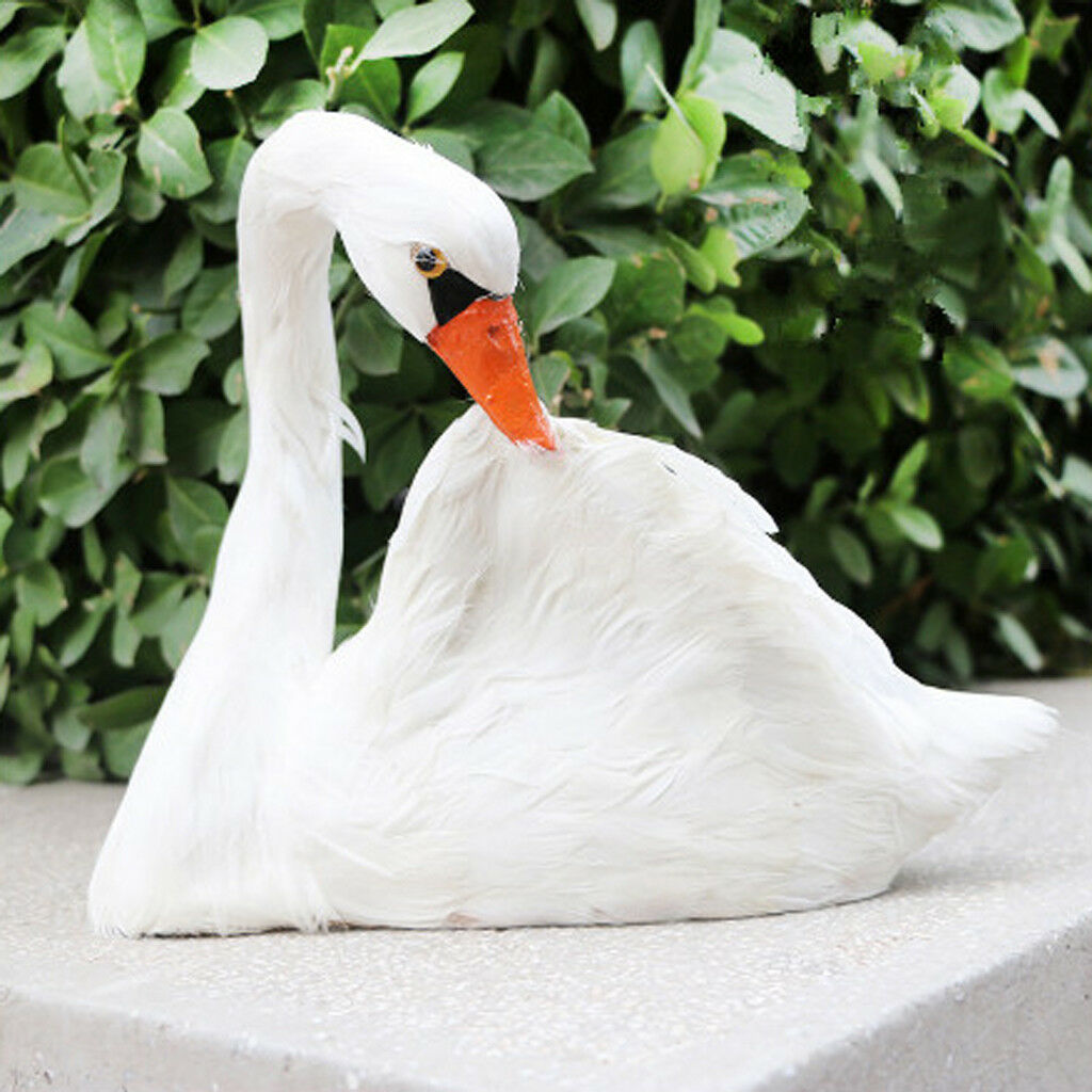 White Swan Realistic Sculpture Outdoor Lawn Garden Statue Pond Decor #4