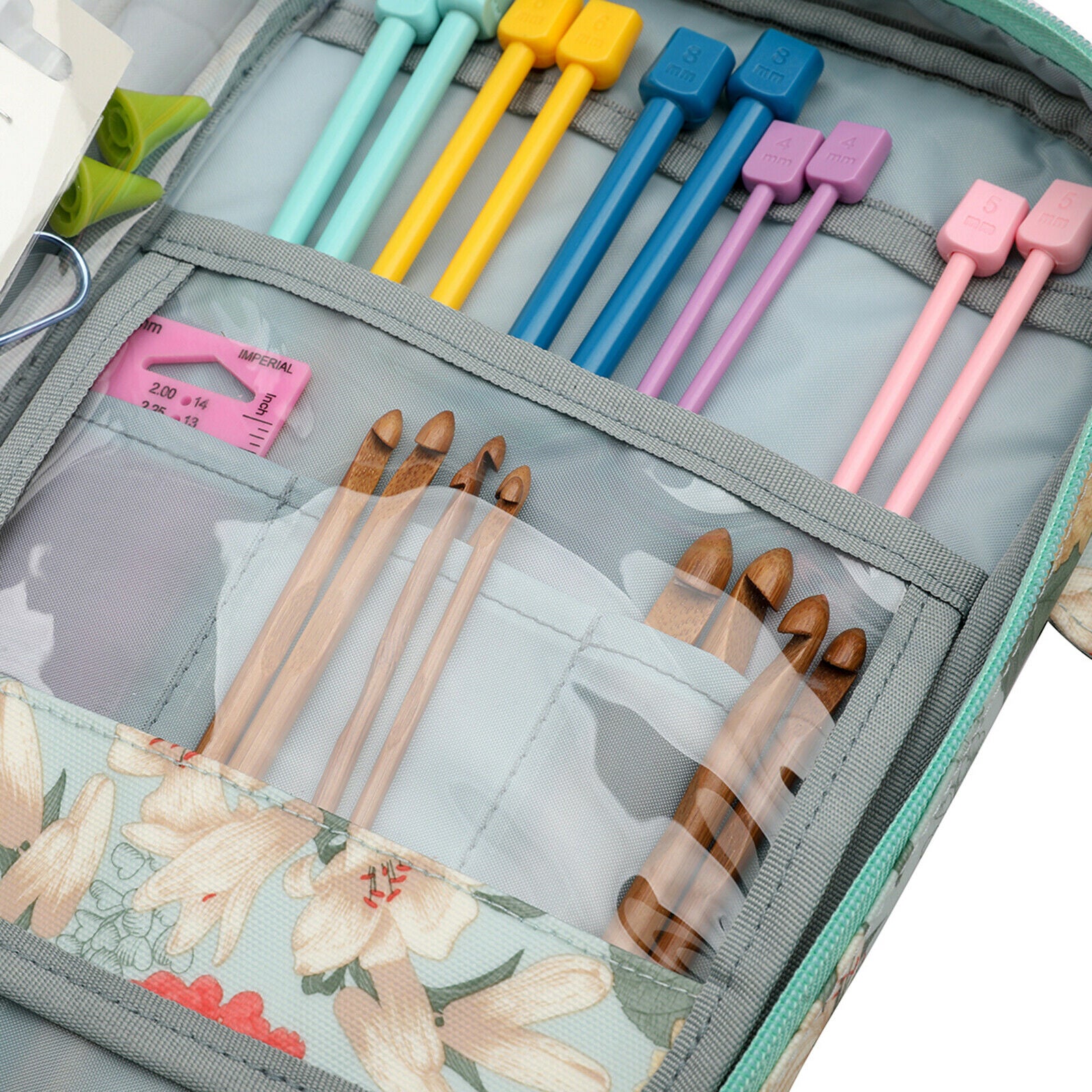 Portable Organizer Knitting Crochet Hooks Case Crocheting Sewing Empty Bag