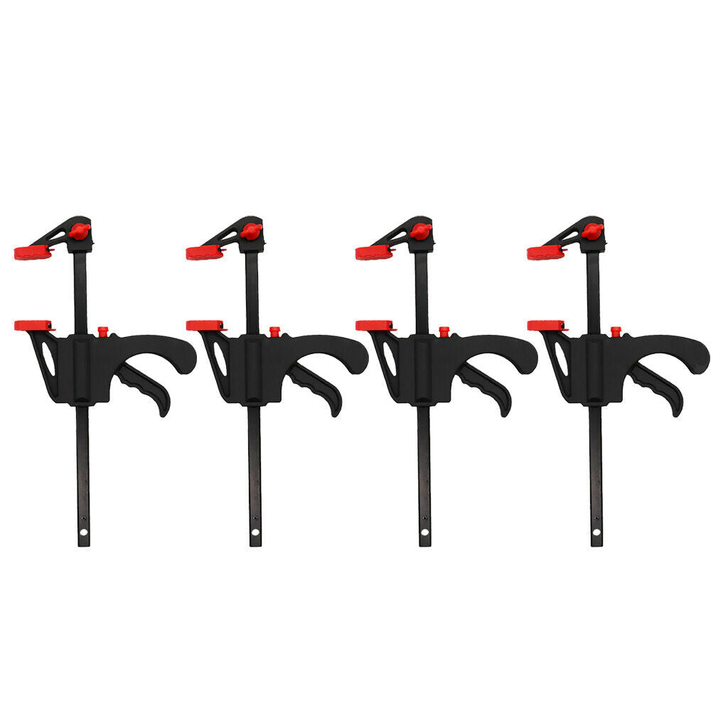 4pcs Durable Black 10cm Heavy Duty Adjustable Wood Bar Clamp Squeeze Clamps
