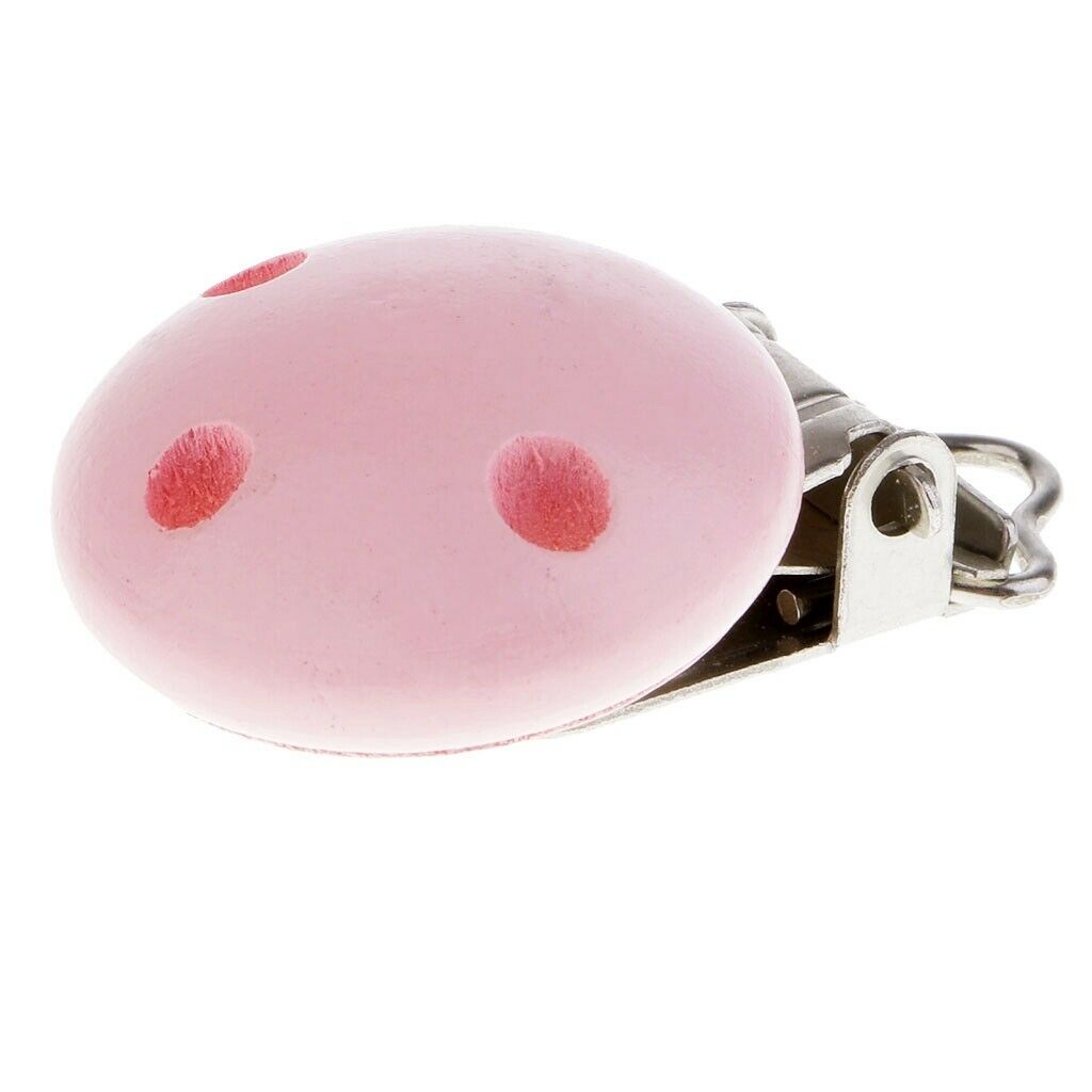 15pcs Baby Wooden Soother Clips Nursing Accessories Beech Clips Holes Pink