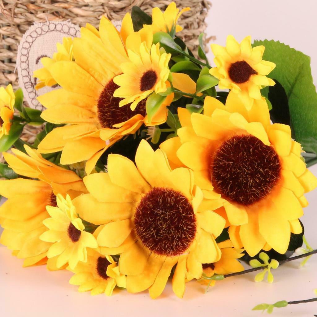 Synthetic 2 Sunflower Bouquets For Floral Decoration Garden Home Flowers Home