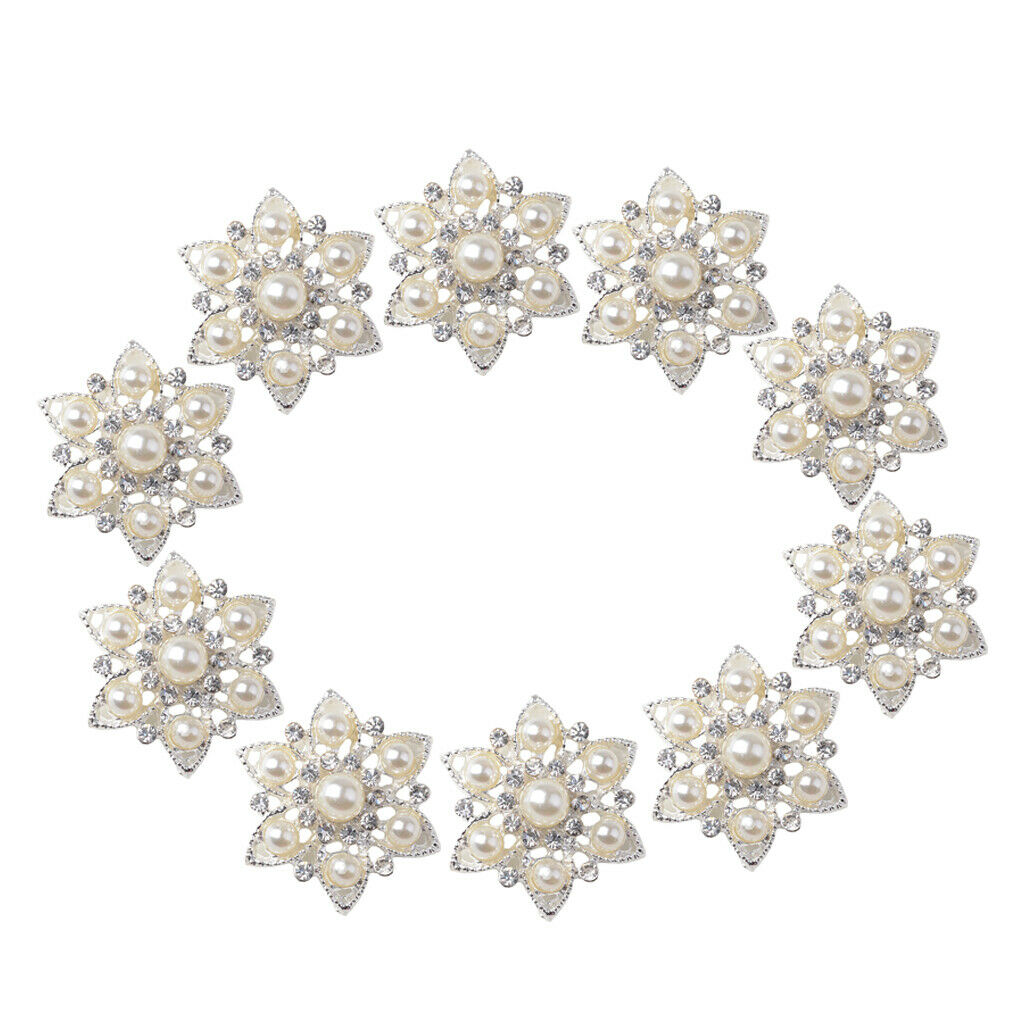 10x White Pearls Flatback Rhinestone Crystals Cabochon DIY Art Scrapbook