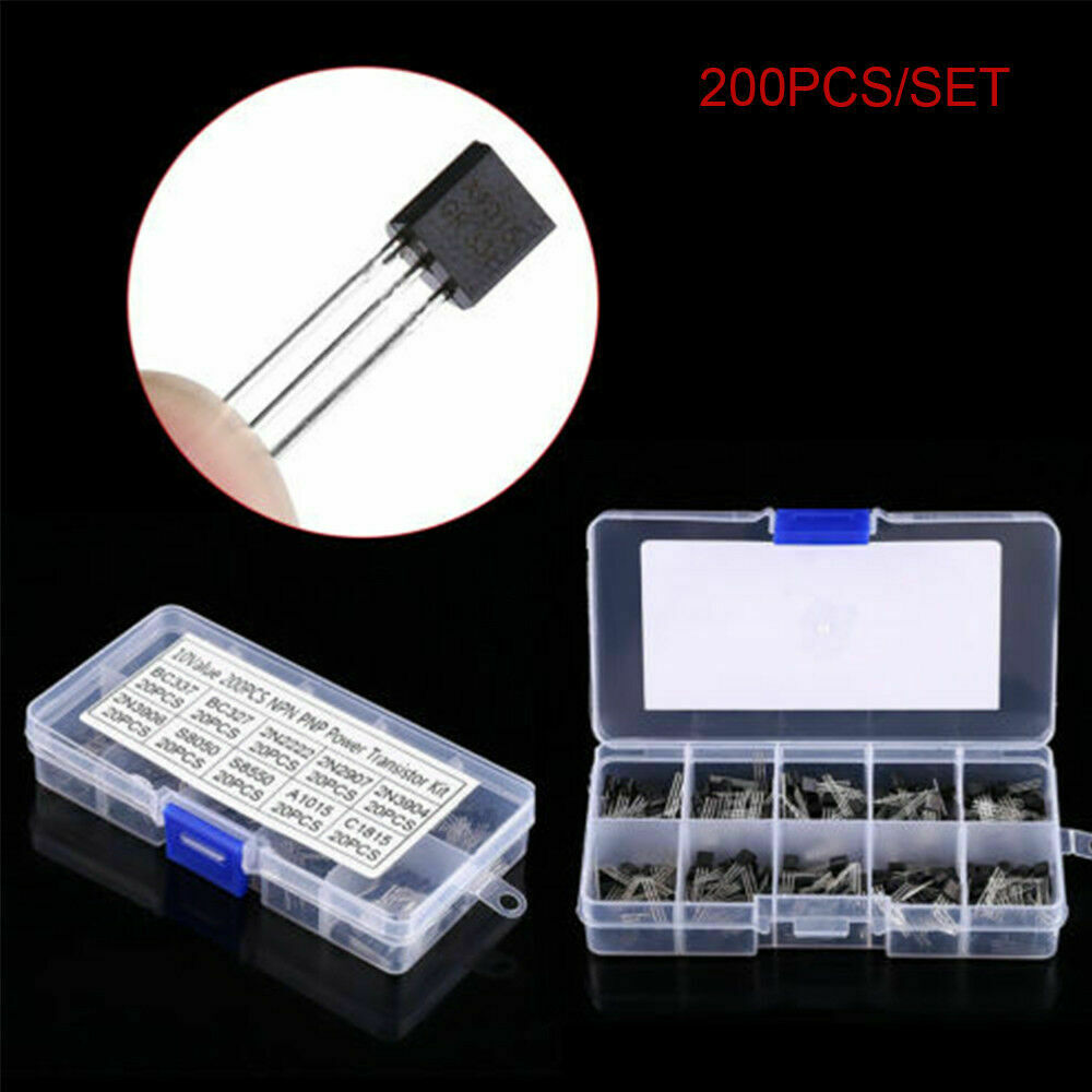 200pcs 20 Values New Power General Purpose Transistors Assortment Kit + Box Best