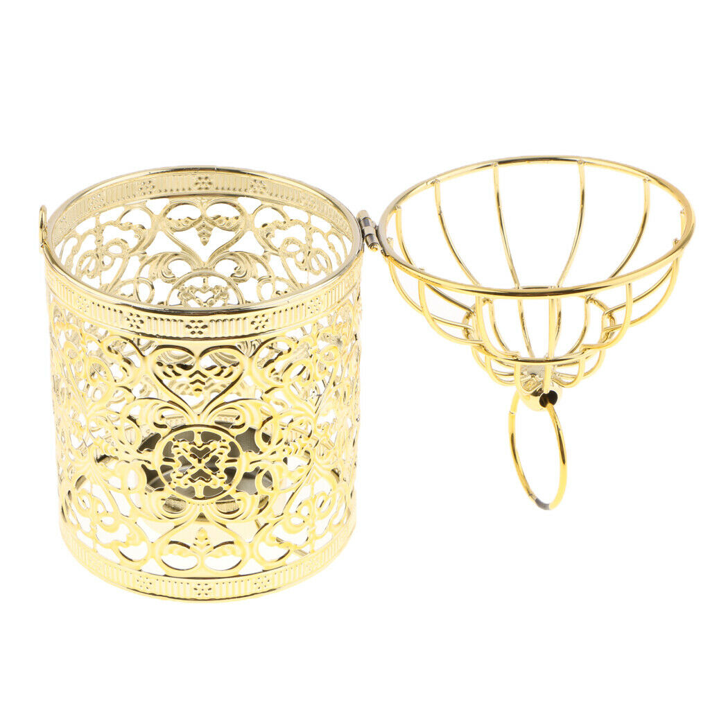2 x Metal Craft Hollow Flower Pattern Candle Holder Hanging Birdcage Candle