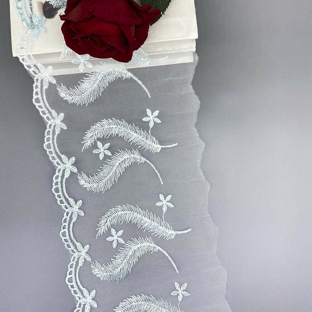 2 Yards Embroidered Lace Trim Feather Fringe Clothing Wedding Dress Sewing DIY