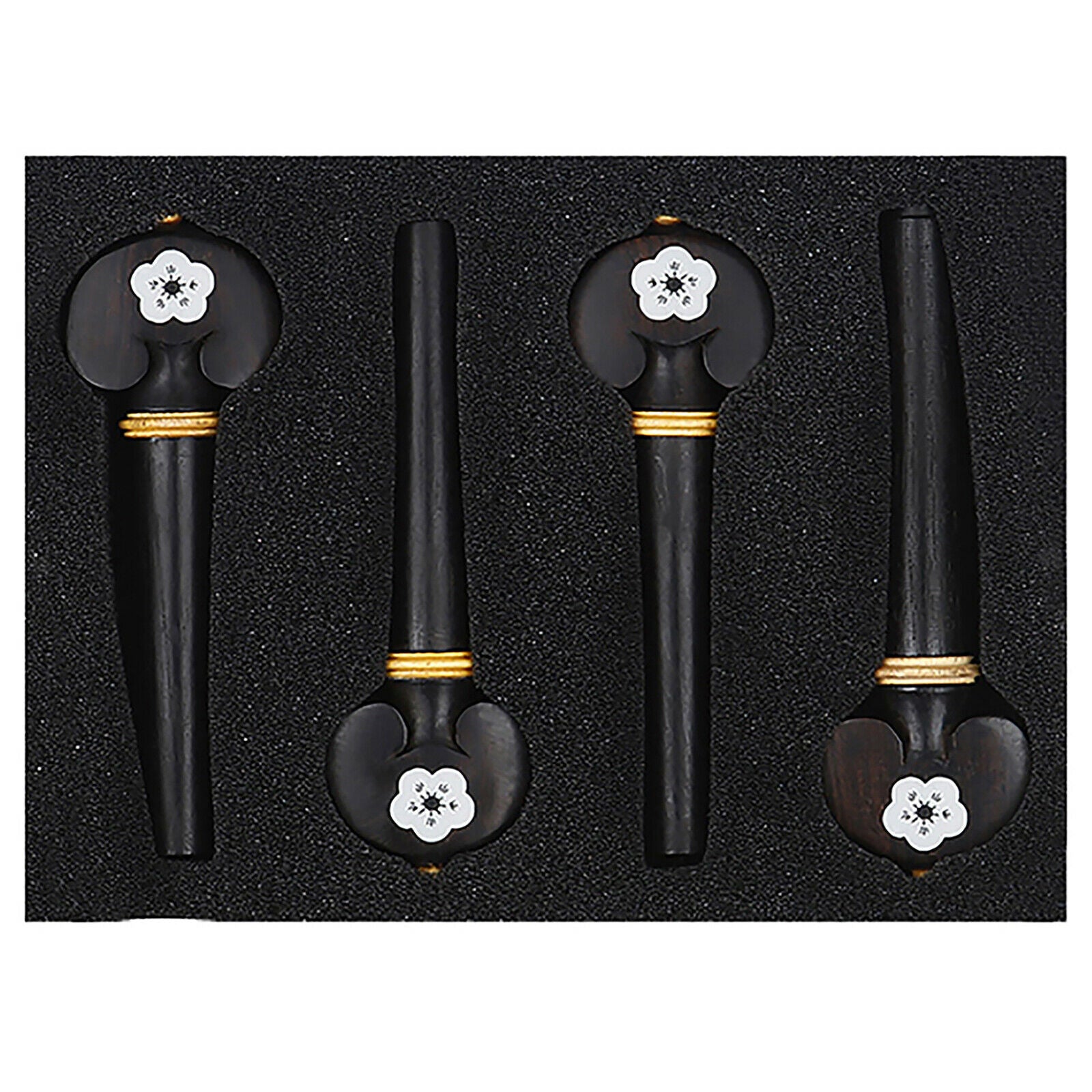 4x Natural 3/4 4/4 Violin Tuning Pegs Carved White Shell Inlay Boxwood