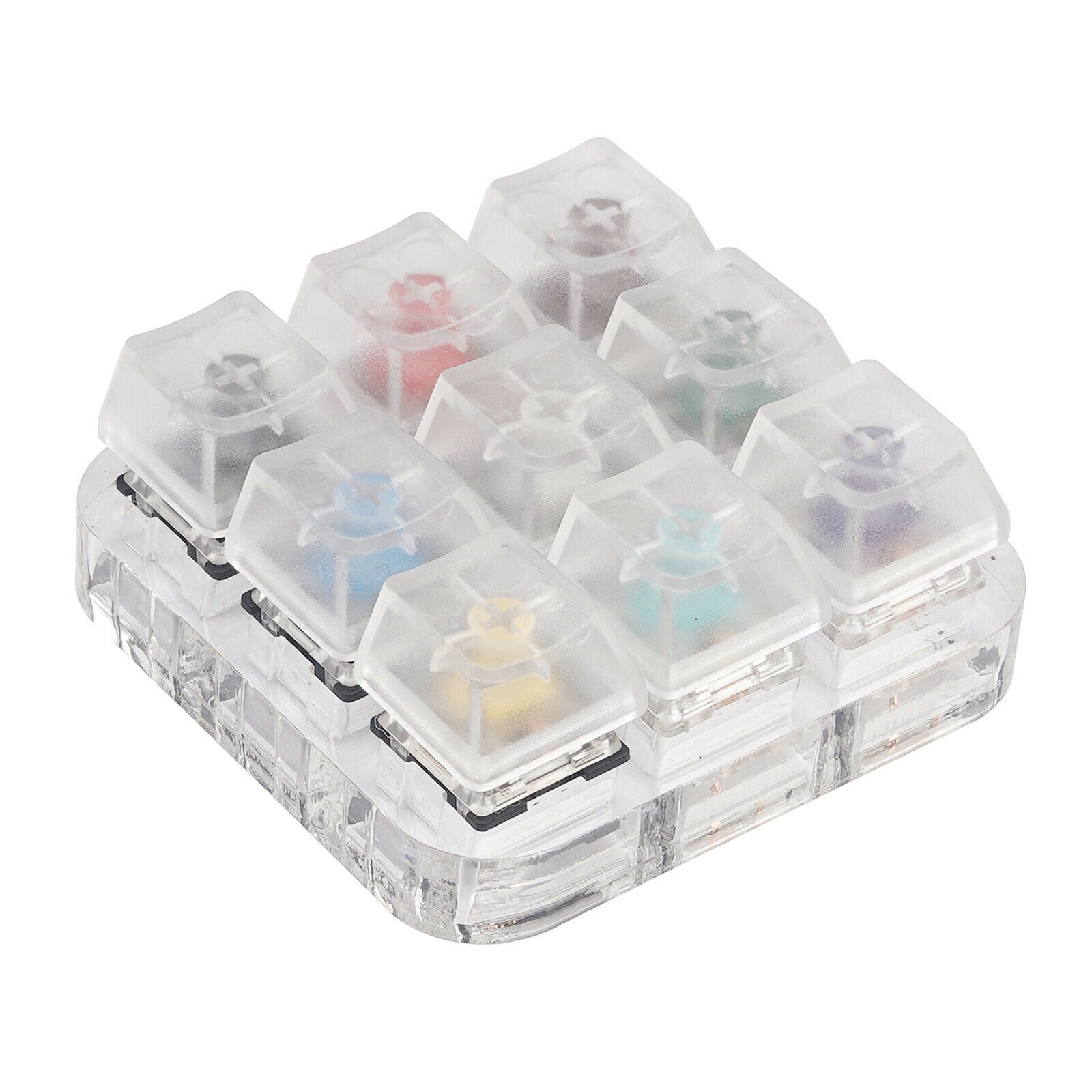 1pcs 9 Keys Switches Shaft Switch Tester with Clear Keycaps Kit Acrylic Frame