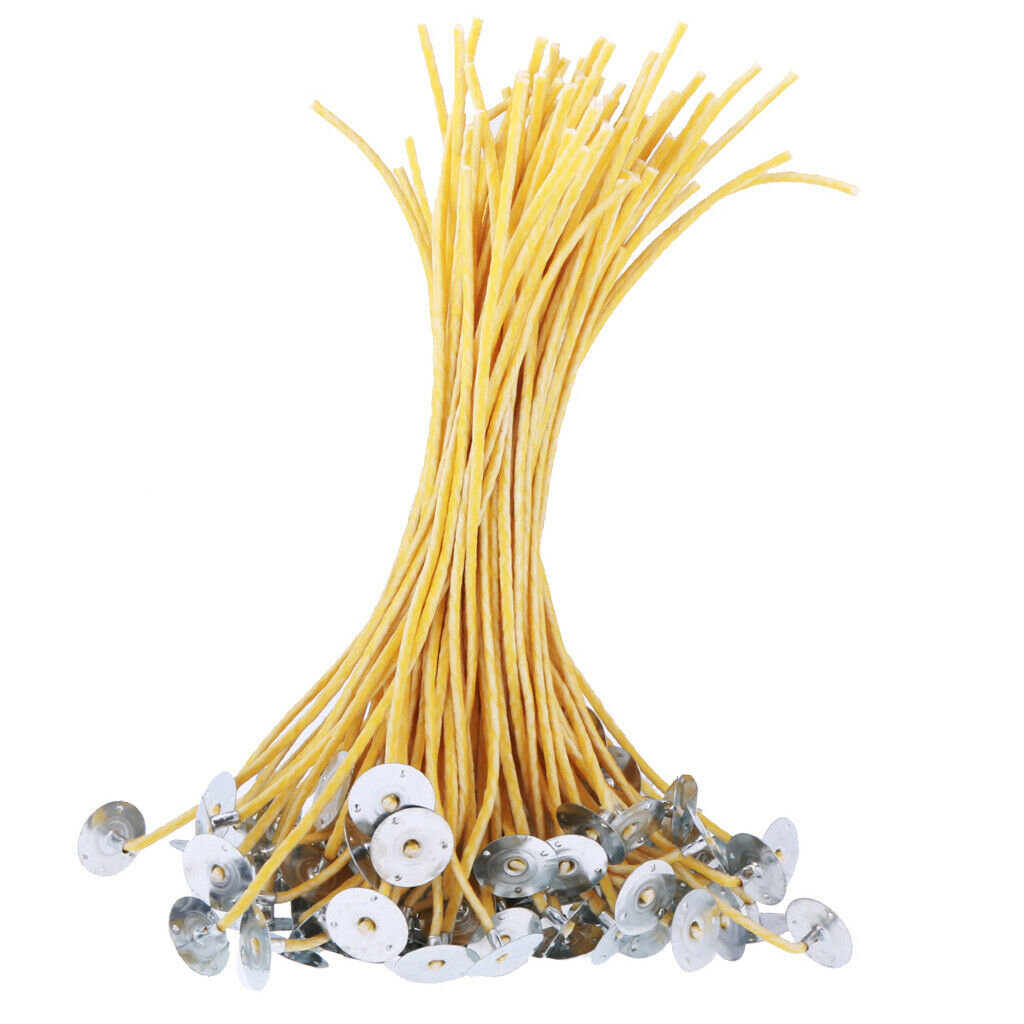 50x Candle Wicks Cotton Core Pre-Tabbed Sustainers Candle Making Wick 20cm