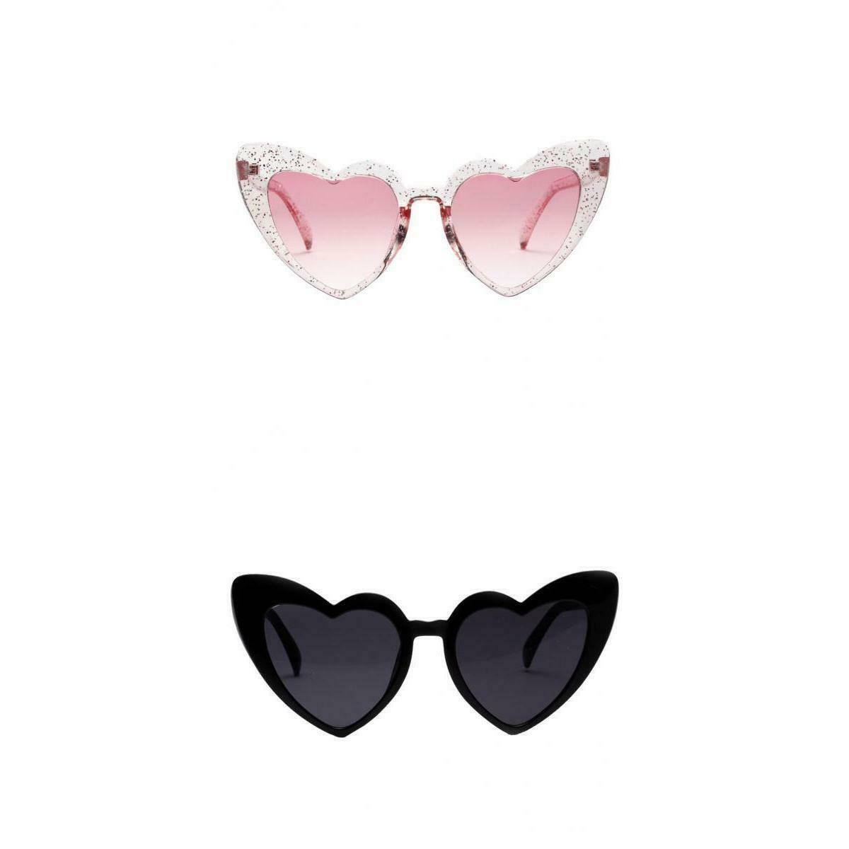 2x UV400 Heart Shaped Sunglasses Goggle Cat Eye Mod Style Retro Glasses