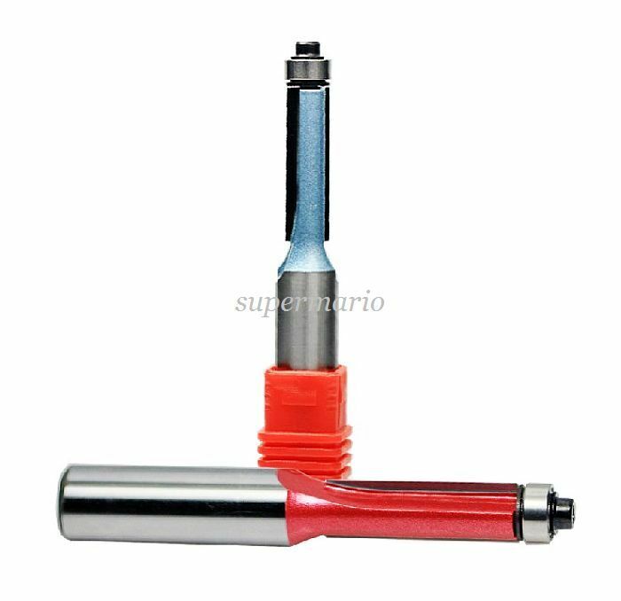 1pcs Double Flutes 1/4" x 3/8" Straight Flush Trim Router Cutter Bit Bearing