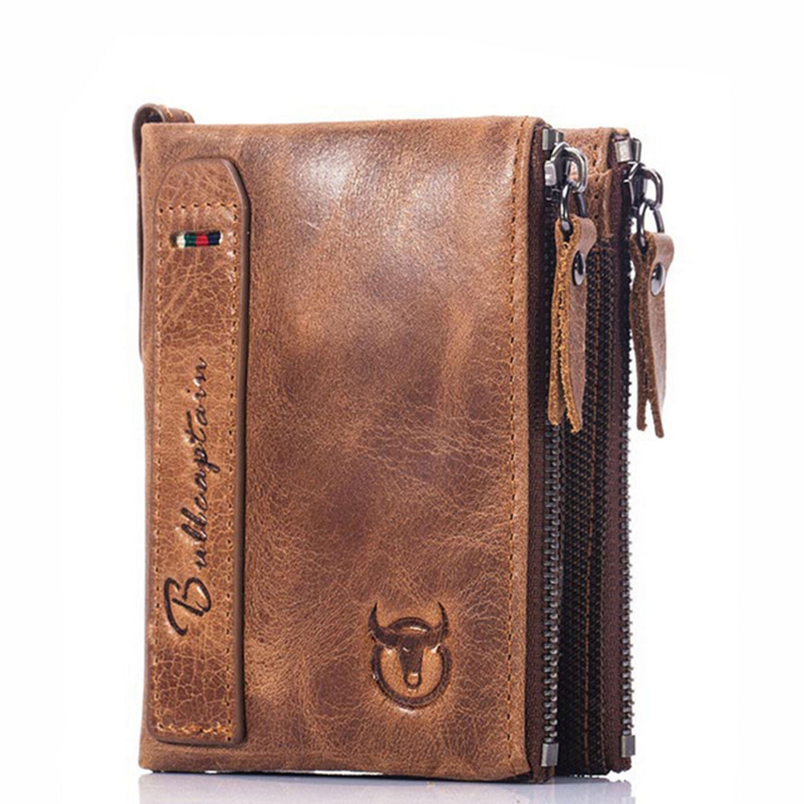 Men's Real Leather Purse Wallet Credit Card Holder Purse Brown