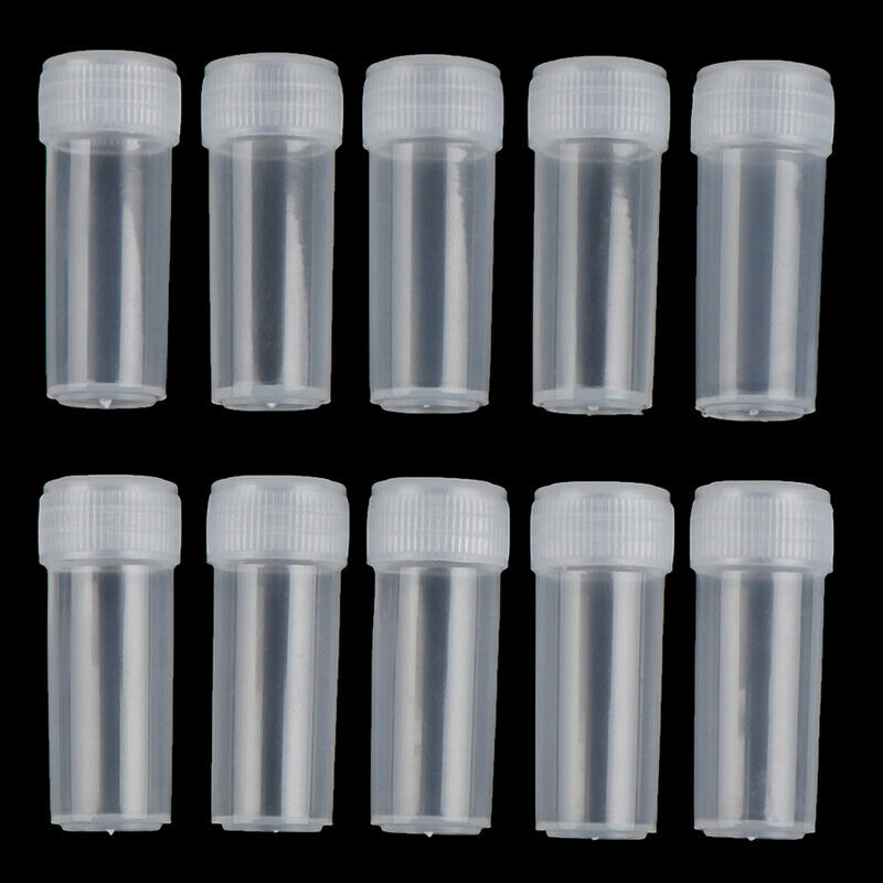 100Pcs 5ml Plastic Test Tubes Screw Cap Bottles For School Chemistr Fx