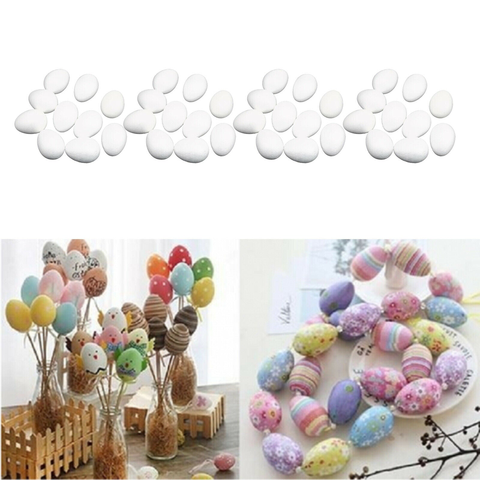40x White Modelling Craft Polystyrene Foam Eggs Christmas Ball DIY Supply Crafts