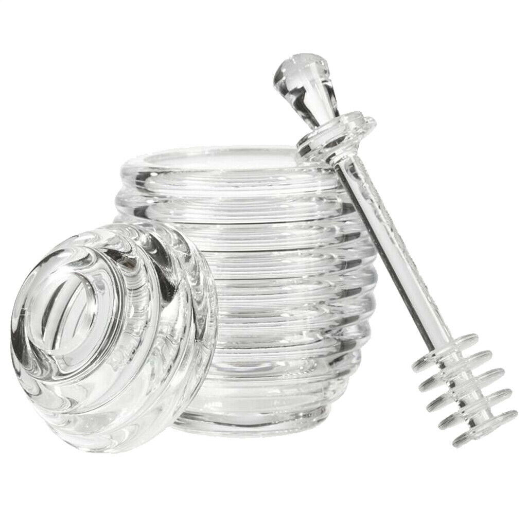 transparent honey jar with stir stick kitchen honey container