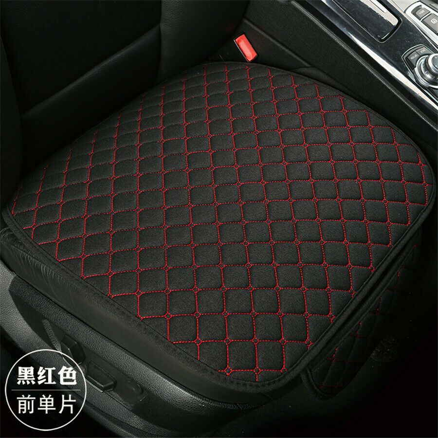 Breathable Fine Linen Seat Cover Mat Cushion Car Truck Front 2PCS Black Red