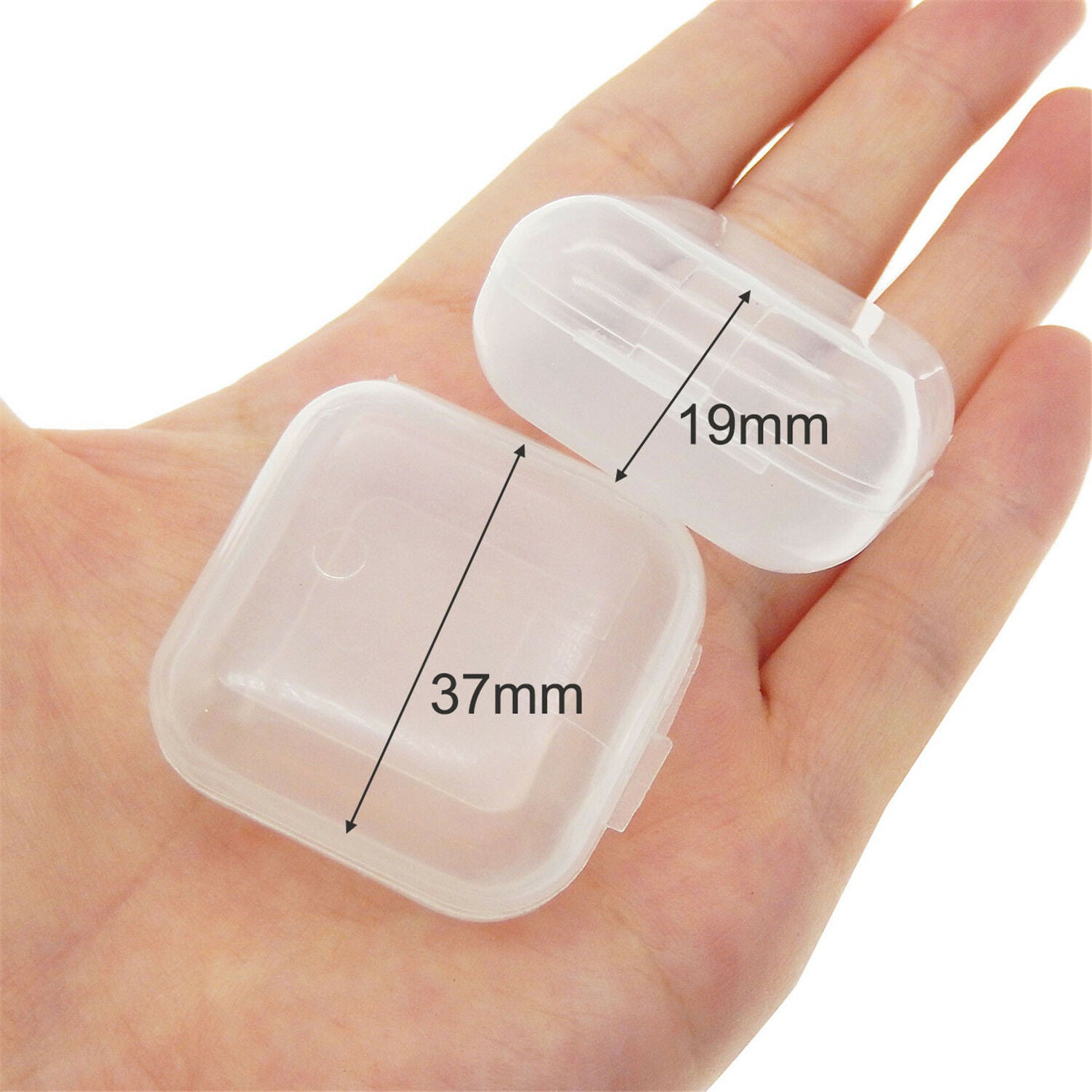 10 pcs Small Transparent Plastic Box Square Craft Beads Storage Case Organizer