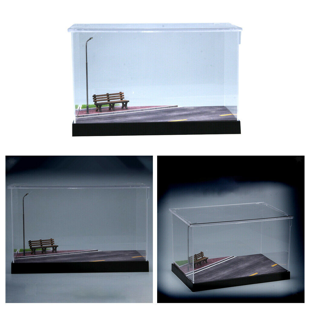 Clear Display Case Showcase Parking Lot Scene Dustproof Decor Ornament