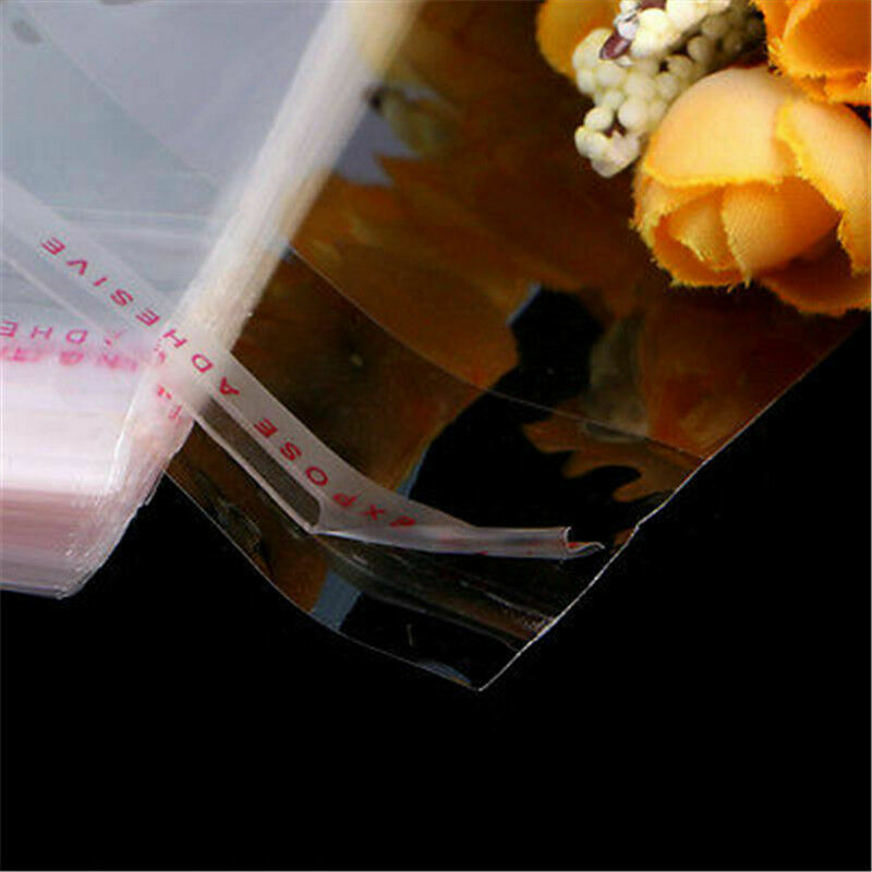 100 pcs Resealable Poly Bags Transparent OPP Bag Plastic Bags Self Adhesive Seal