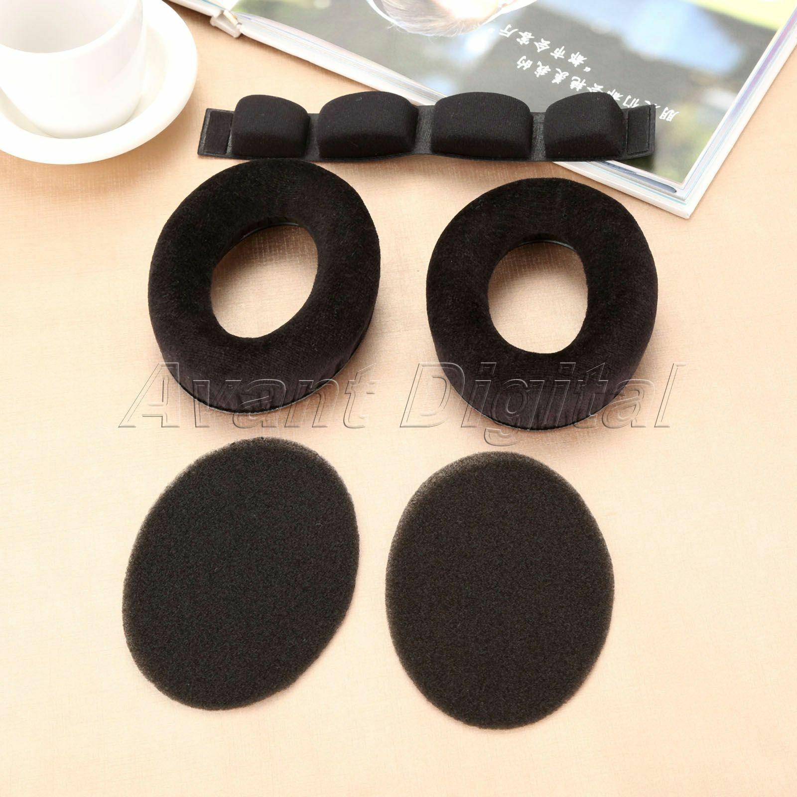 1 Pair Black Soft Foam And Velour Earpads & 1 Pc Headband & 1 Pc Inside Foam Pad