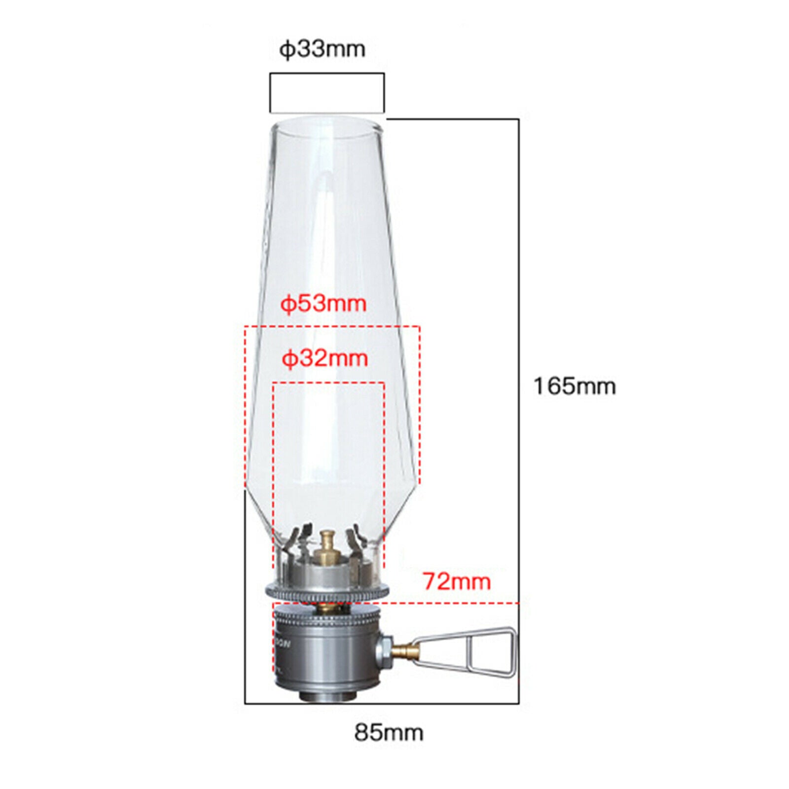 Outdoor Gas Lantern Candle Lamp Light for Camping Backpacking Glass Mantle
