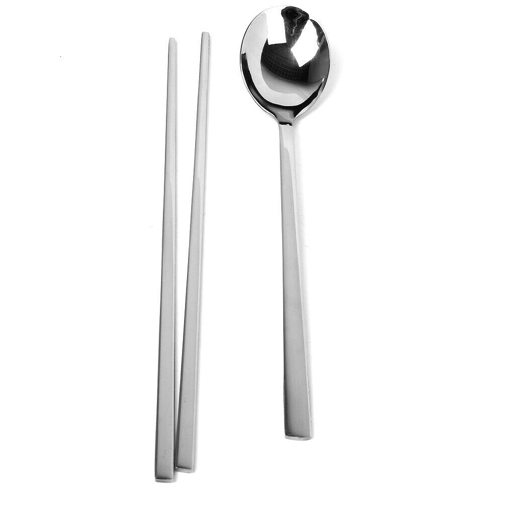 Korean 2 Set Stainless Steel Chopsticks And Table Spoon