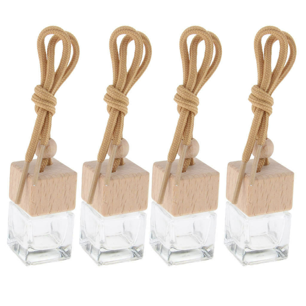 4Pcs Empty 6ml Car Hanging Perfume Vials Charm Decor Essential Oils Bottle