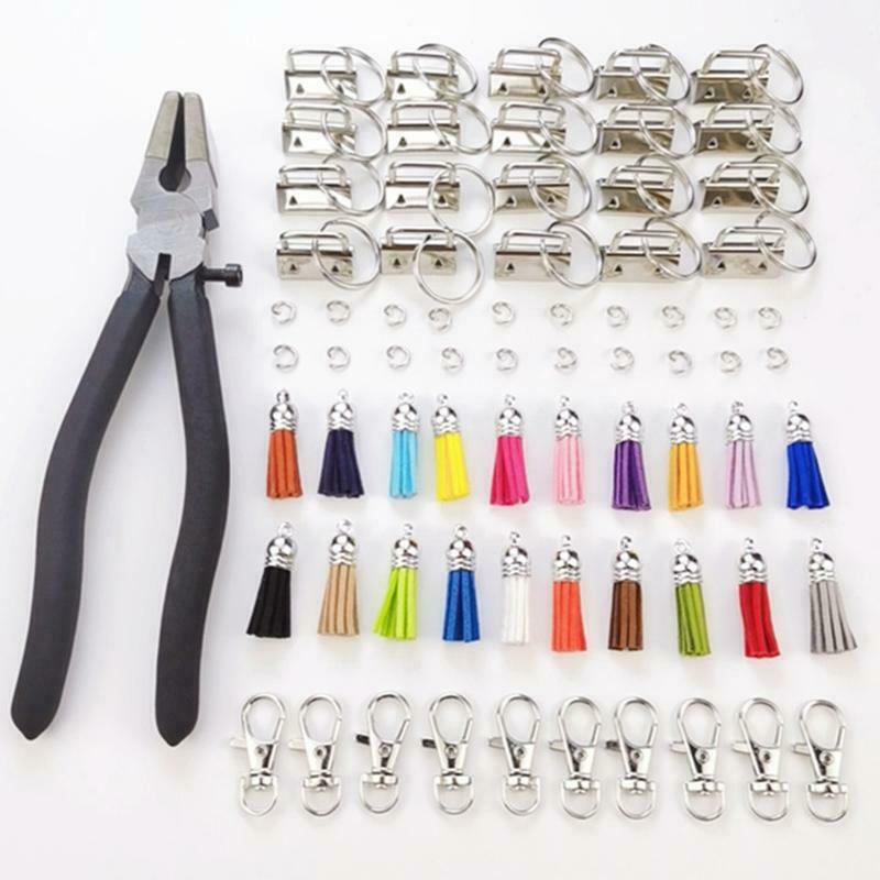 71 Pieces Keychain Hardware Set Colorful Key Chain Making Accessories with Tool