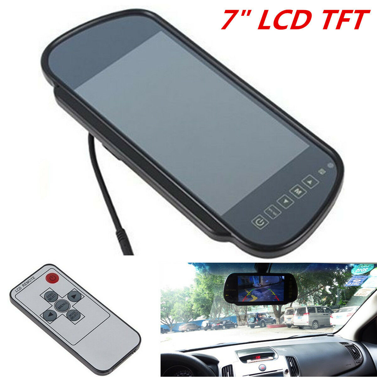 7" TFT LCD HD Screen Mirror Monitor For Car Reverse Rear View Backup Camera Kit