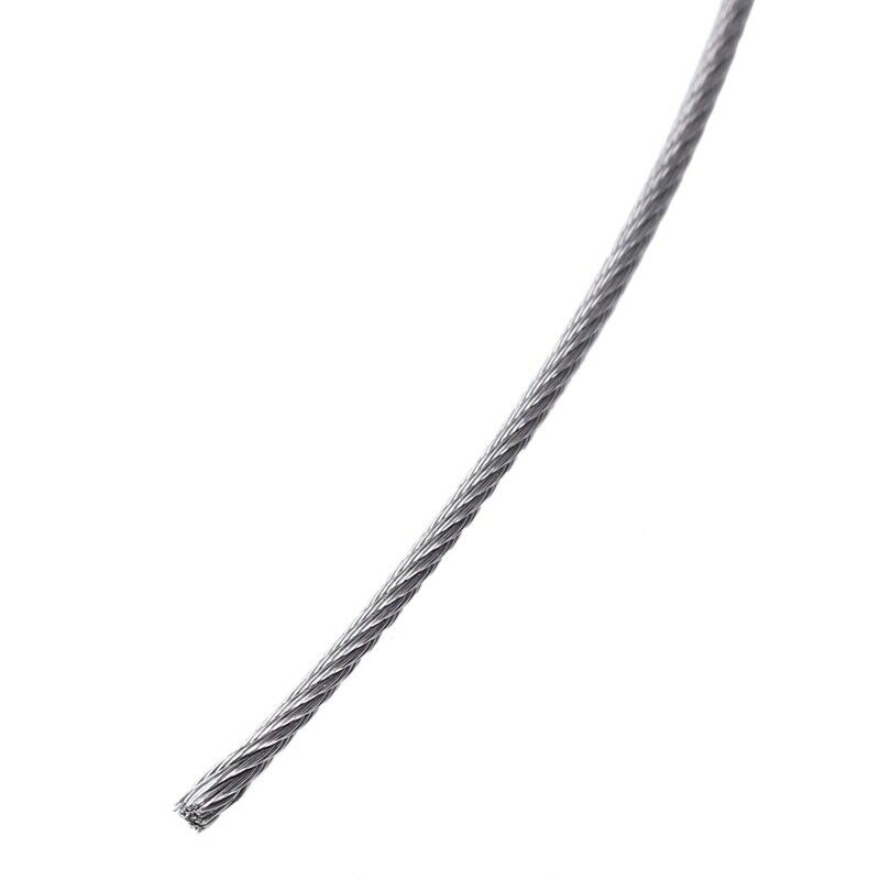 Grinding Machine Grinder 10m x 2mm Stainless Steel Wire Rope Cable Gray O6H8H8
