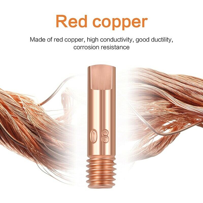40Pcs Copper Contact Tip Welding Tip 0.8mm Current Nozzle Welding Tip for 15AKR8