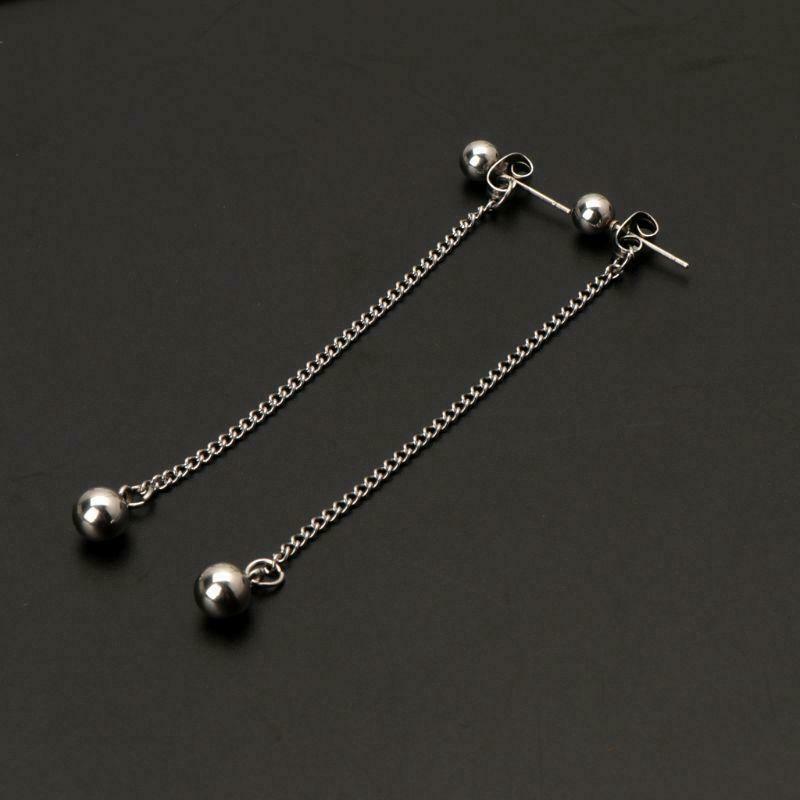 Elegant Stainless Steel Long Tassel Chain Dangle Drop Earrings  KPOP Boy Jewelry