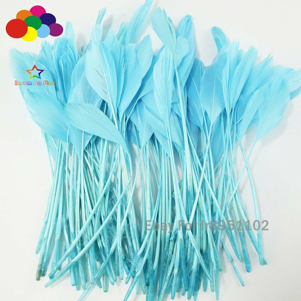 100Pcs 6-8inch sky blue Rooster Tail Feather Clothing Party Decoration Coque