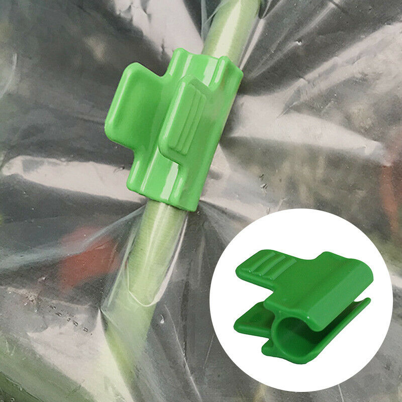 10Pcs Plastic Green Pipe Clamps Greenhouse Gardening Plants Netting Hoop Clips