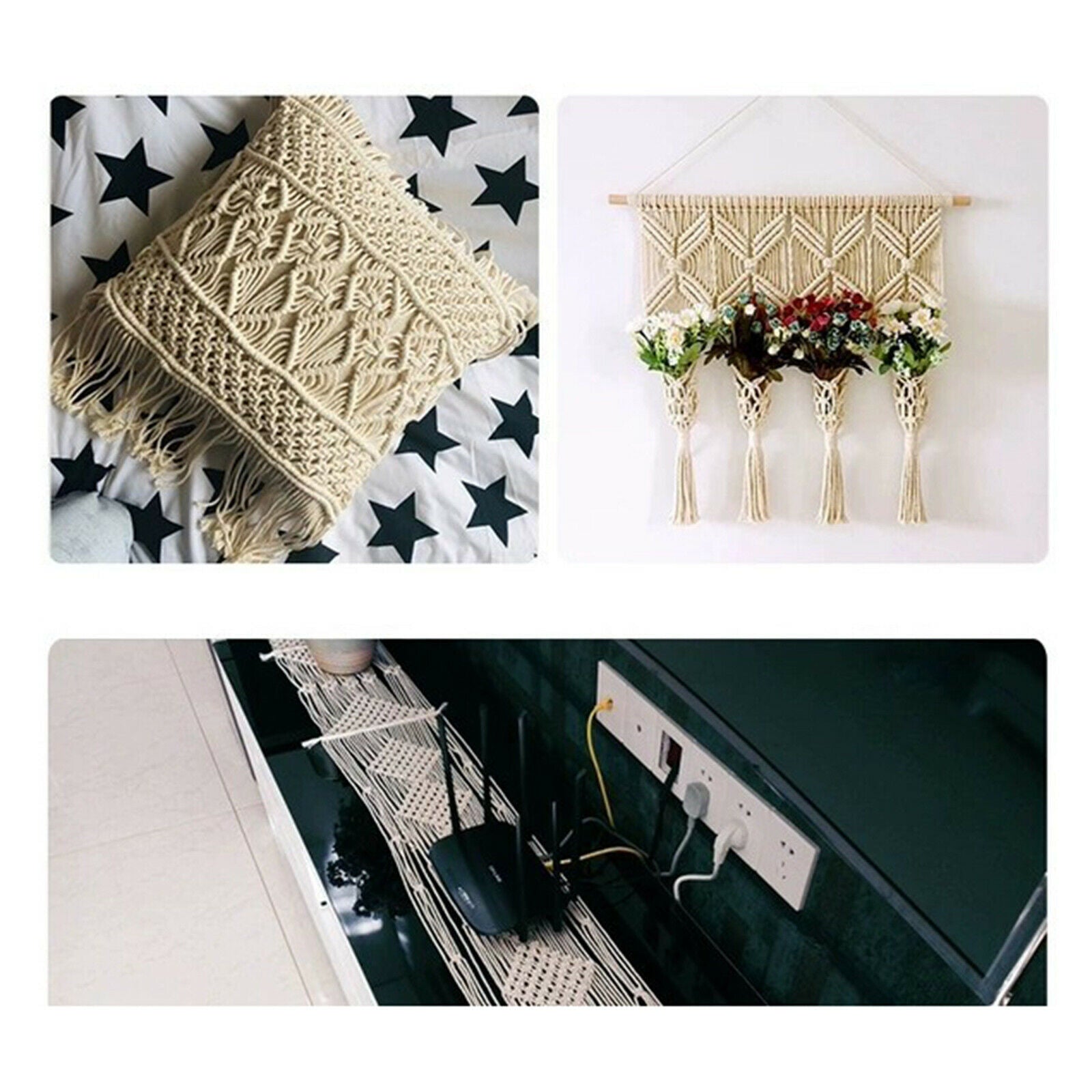 Cotton Twisted Cord DIY Macrame String Rope Textile Tapestry Coaster Accs